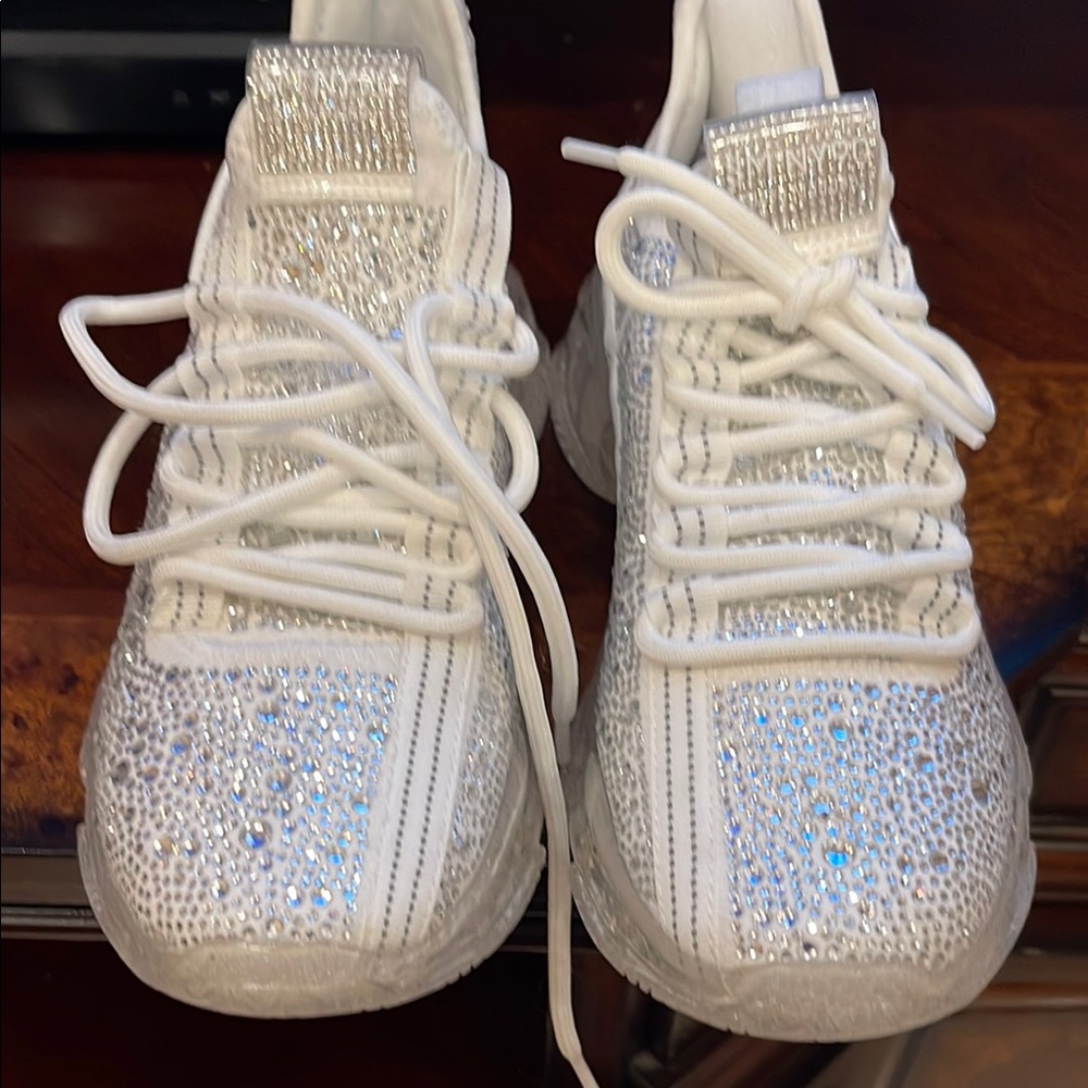 Steve Madden Sparkling White Rhinestone Sneakers